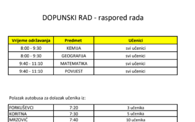 Dopunski rad – raspored rada